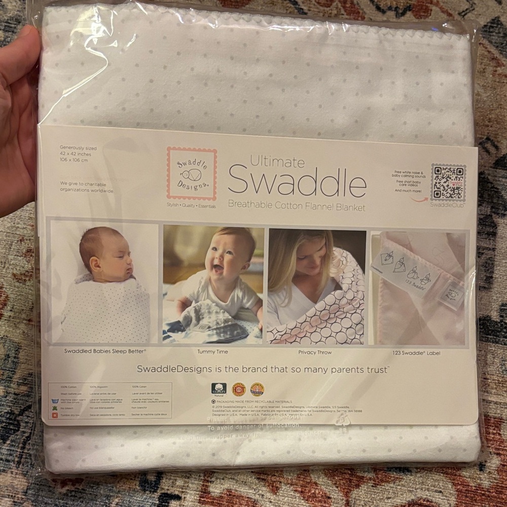 Swaddle Designs White and Gray Baby Blanket